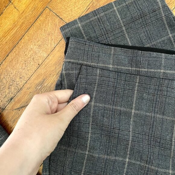 Zara Basic gray white checkered dress pants slim leg style trousers comfortable - Picture 2 of 5